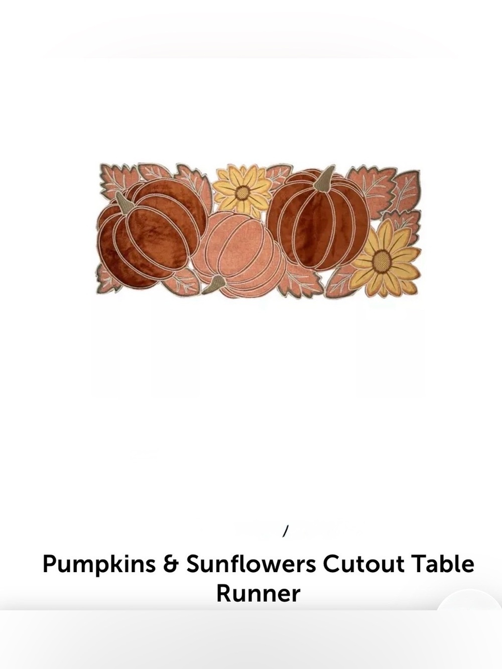 Autumn Pumpkin & Sunflower  Runner - Brown and Yellow